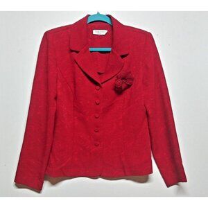 VTG Miss Dorby Jacket Blazer Red/Maroon Jacquard Paisley Size M/L womens 80s EUC